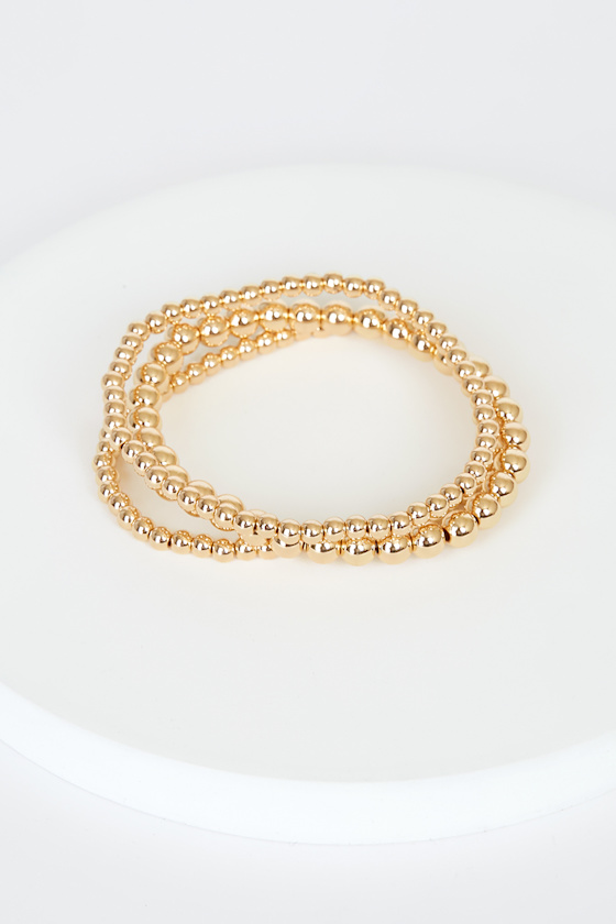 Beads of My Heart Gold Bead Bracelet Set 3