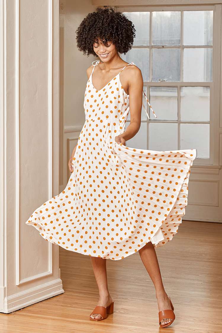 chinese dress ladies Women's Softly Spotted Polka Dot Lace Maxi Dress in White