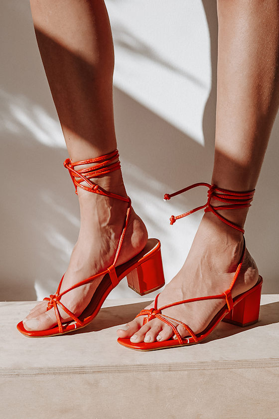 Zayne Red Lace-Up High Heel Sandals 1