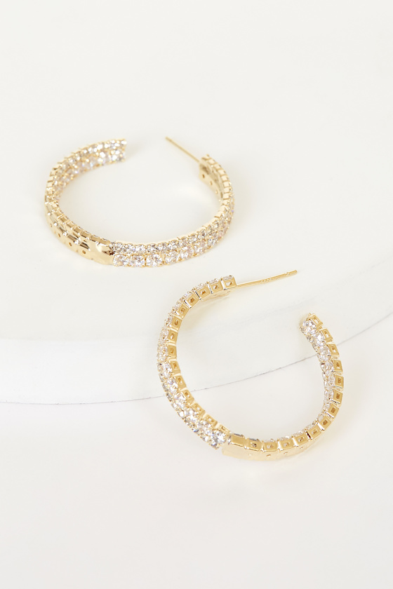 Oh My Elegance Gold Rhinestone Hoop Earrings 2