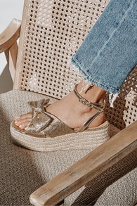 Rayanna Rose Gold Espadrille Platform Sandals