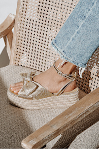 Rayanna Rose Gold Espadrille Platform Sandals