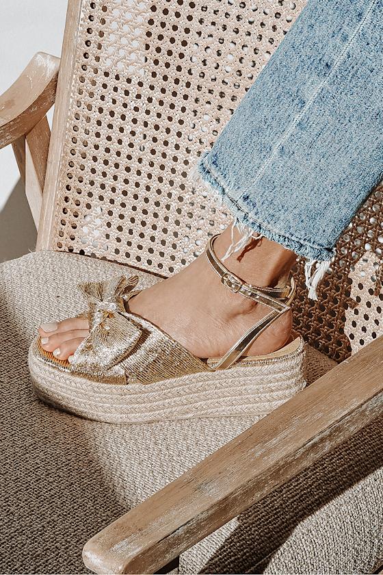 Rayanna Rose Gold Espadrille Platform Sandals 2