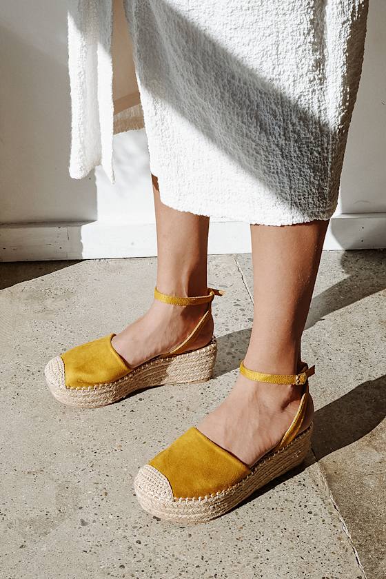 Janelle Marigold Suede Flatform Espadrilles 1