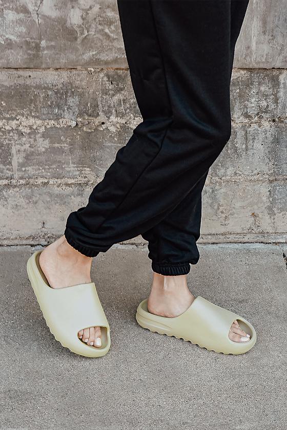 Mireille Khaki Slide Sandals 1