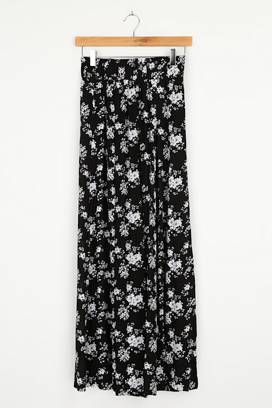 Loves the Sun Black Floral Print Wide-Leg Pants - thumbnail 4