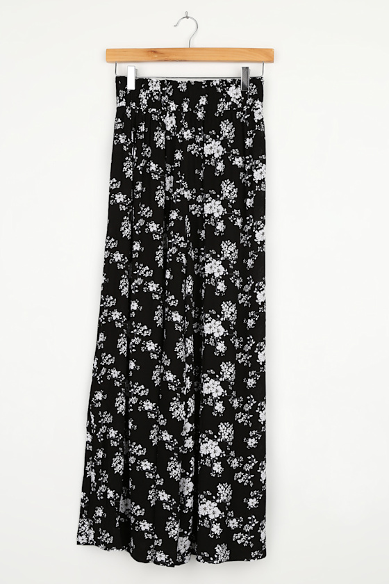 Loves the Sun Black Floral Print Wide-Leg Pants - thumbnail 5