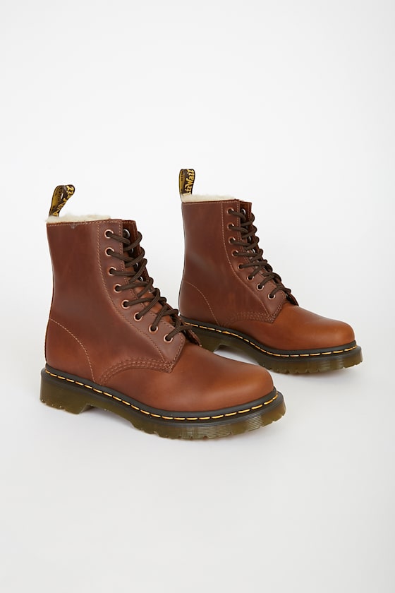 1460 Serena Butterscotch Orleans Leather Lace-Up Platform Boots 1
