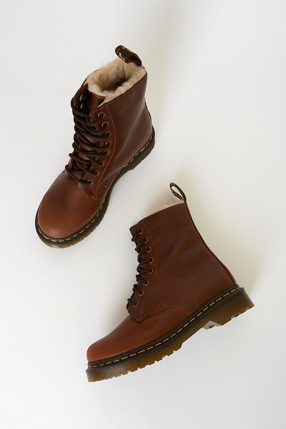 1460 Serena Butterscotch Orleans Leather Lace Up Platform Boots