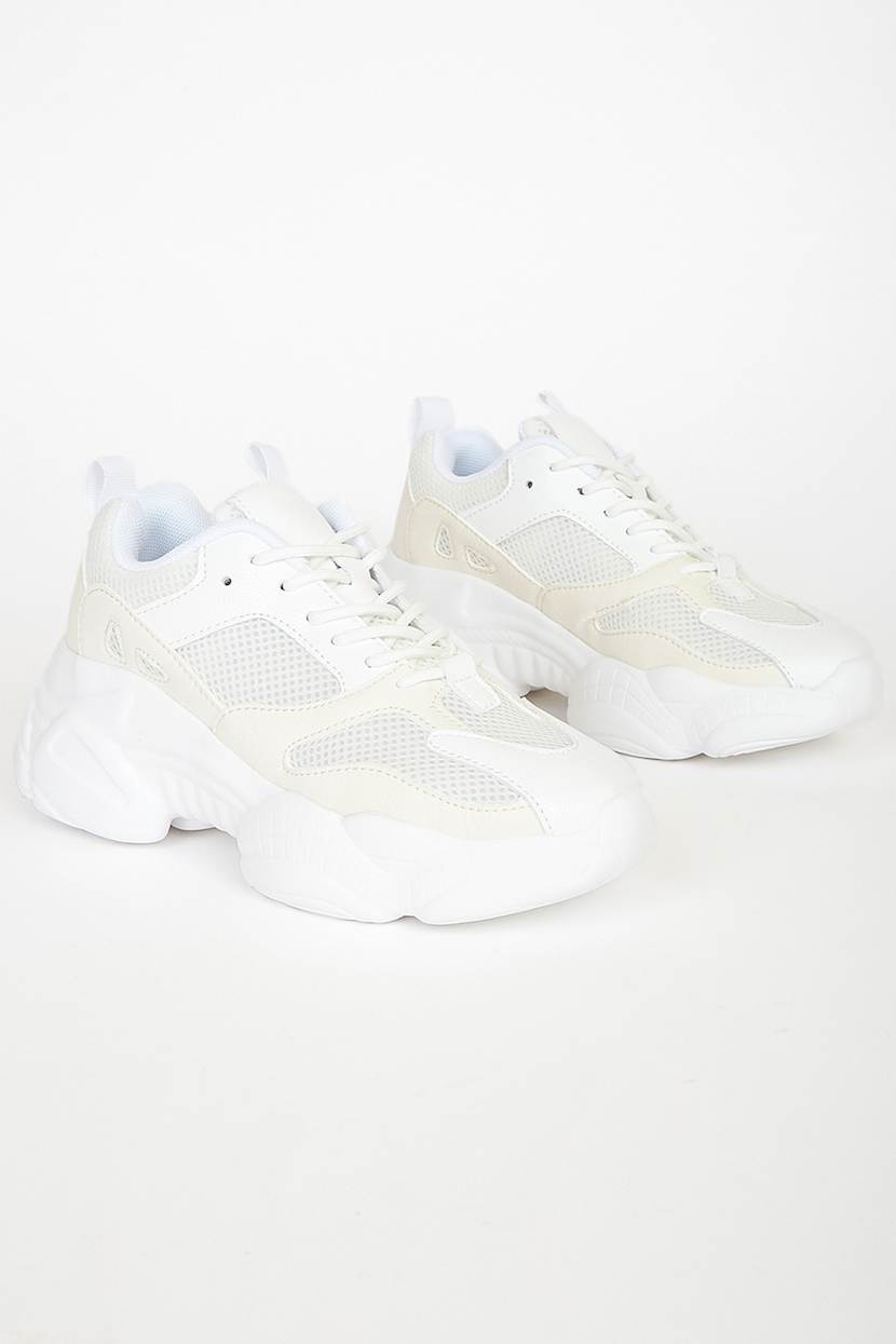 black and white tennis shoes on White And Beige Sneakers Chunky Sneakers Dad Sneakers Lulus