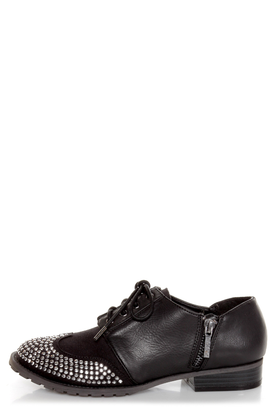 Michael Antonio Peter Black Rhinestone Wingtip Oxfords