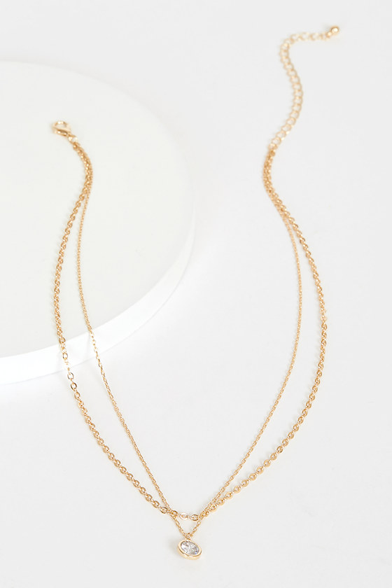 Lovely Connection Gold Rhinestone Layered Necklace 1
