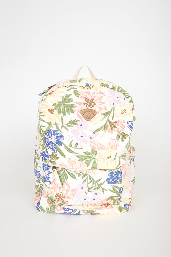 Schools Out Cream Multi Floral Print Backpack 2