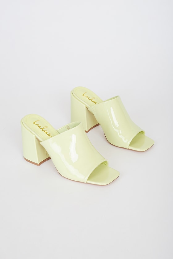 Cute Yellow Sandals - Peep-Toe Mules - Slide Sandals - Lulus