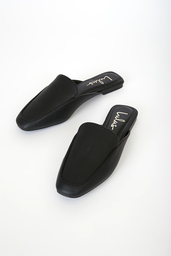 Cute Black Mules - Square-Toe Mules - Loafer Mules - Lulus