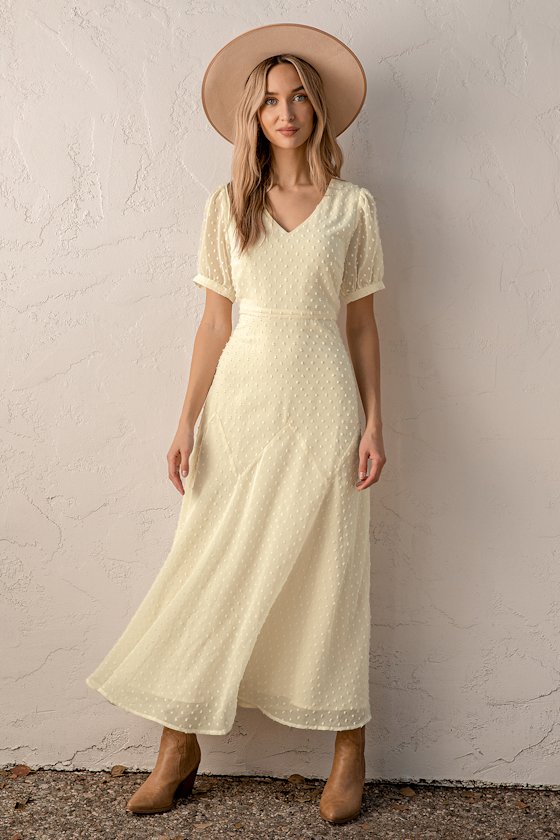 The Best Days Cream Swiss Dot Short Sleeve Maxi Dress 2