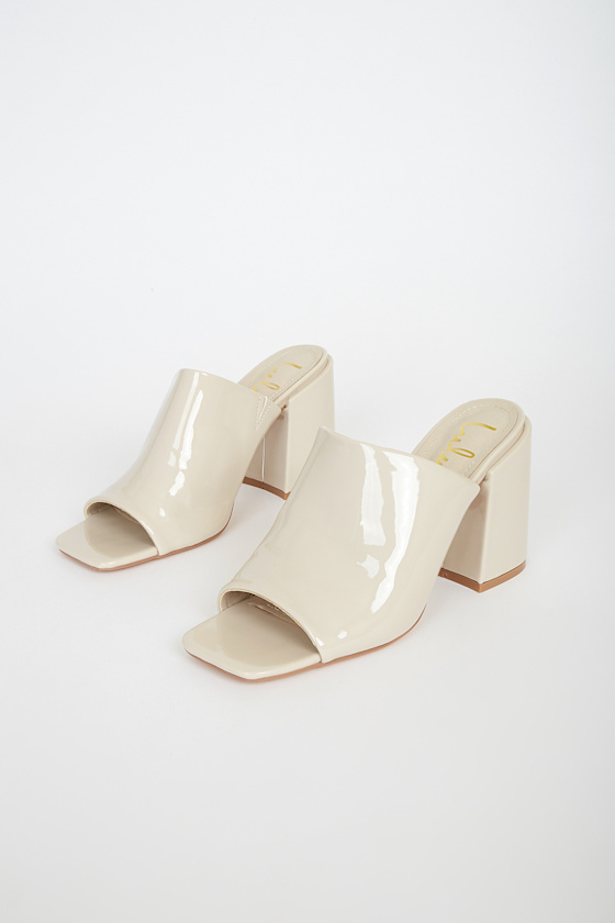 Cute Ivory Sandals - Peep-Toe Mules - Slide Sandals - Lulus