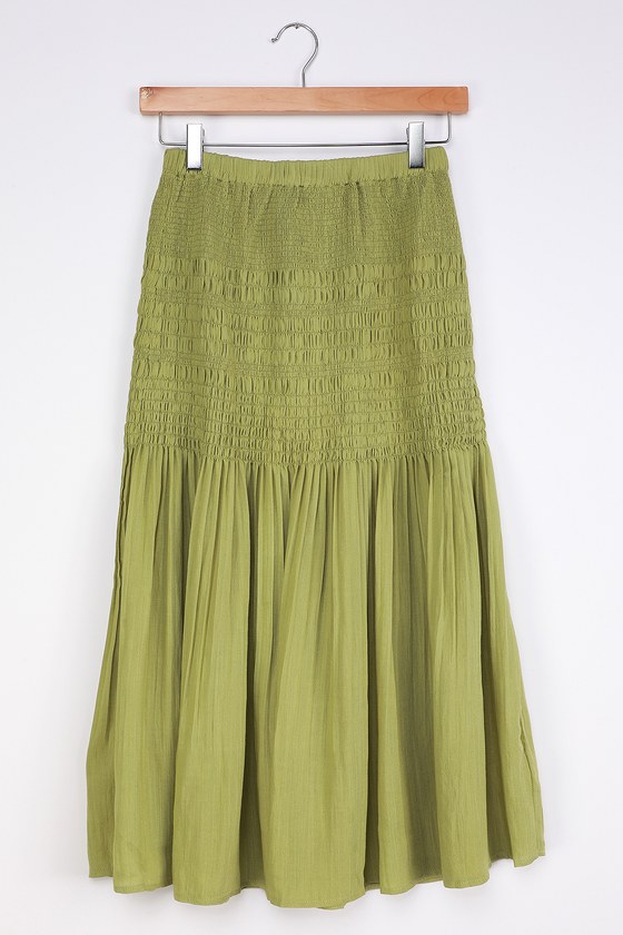 Cute Lime Green Skirt - Midi Skirt - Smocked Skirt - Lulus