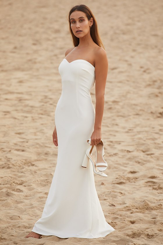 Melt My Heart White Strapless Mermaid Maxi Dress 1