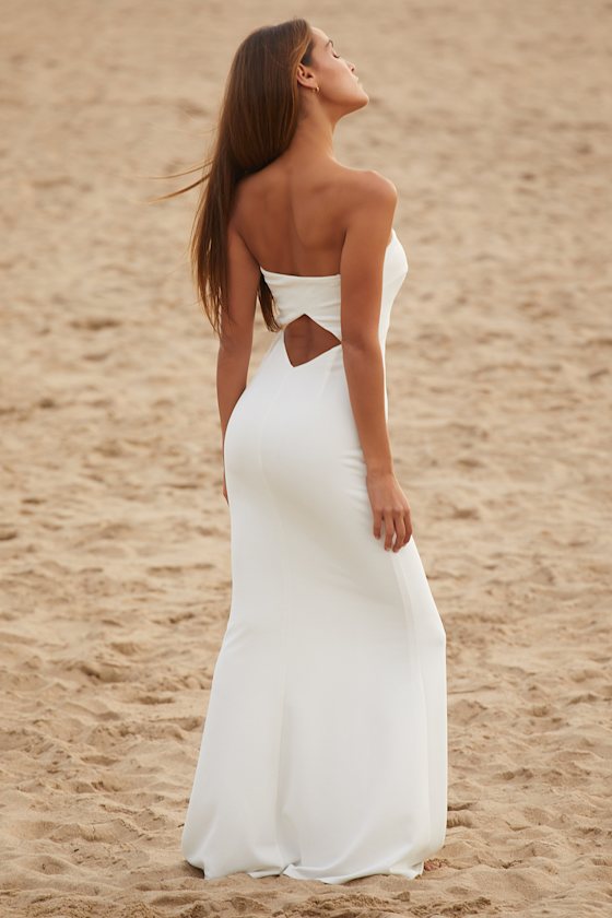 Melt My Heart White Strapless Mermaid Maxi Dress 6
