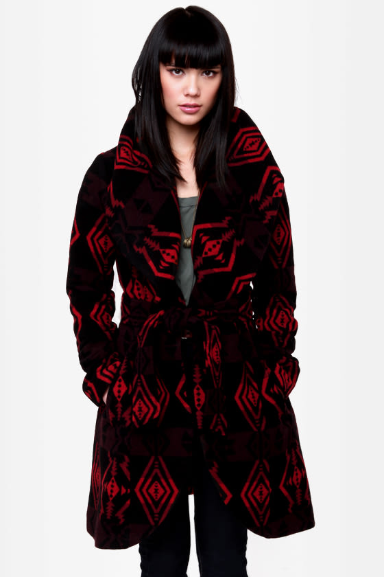 BB Dakota Davida Black Print Coat