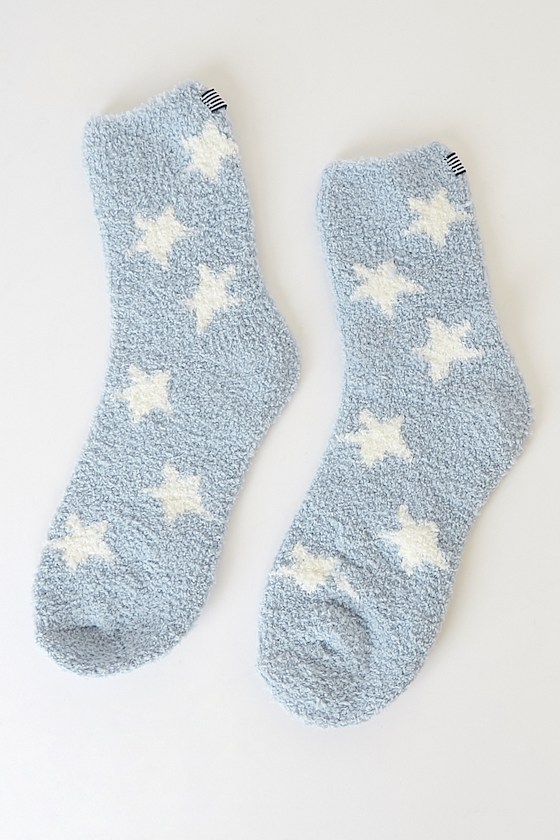 See the Stars Blue and White Star Print Plush Socks 2
