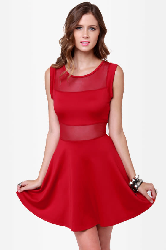 Center Piece Cutout Red Dress