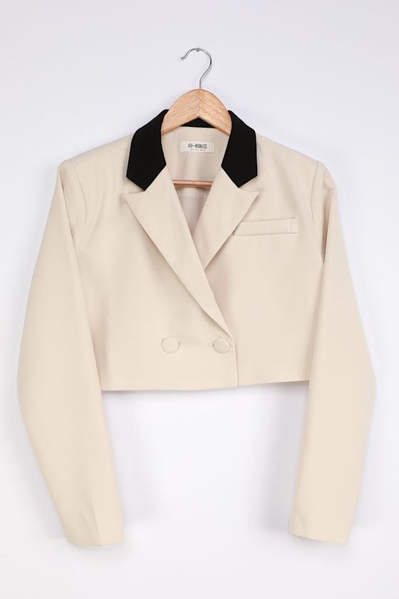 4TH & RECKLESS Lyla Cream Blazer Cropped Blazer Lulus