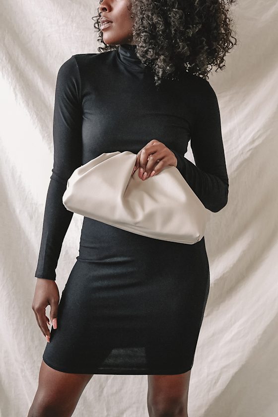 Get Your Trend On Cream Ruched Clutch 1