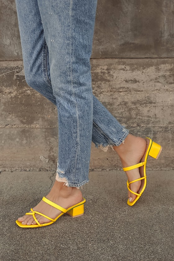 Cute Yellow Heels - High Heel Sandals - Slide-On Sandals - Lulus