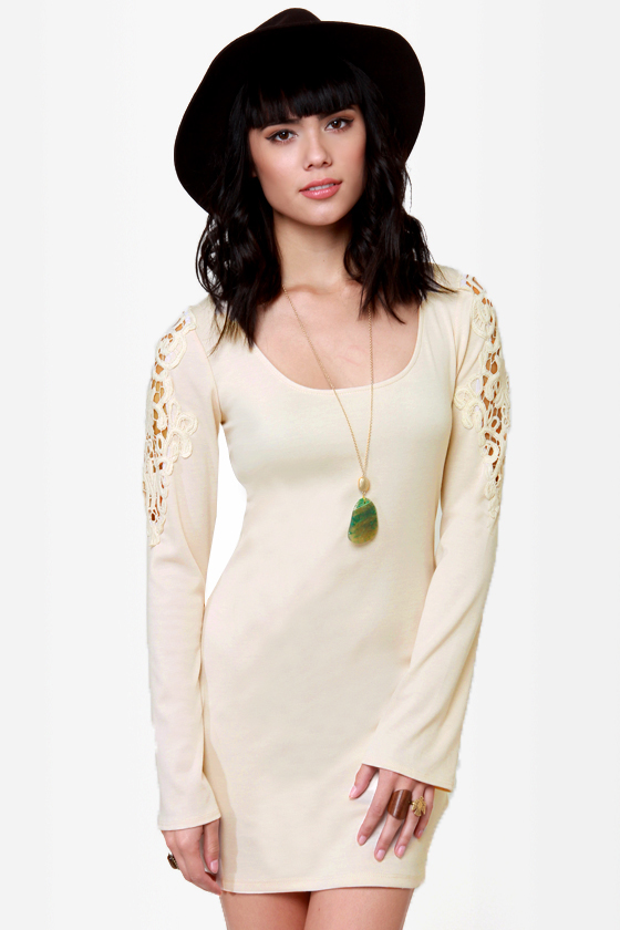 A Cream-colored, Long-sleeved Dress main image 1