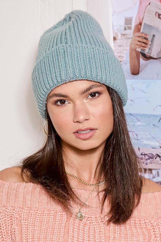 Knit Beanie Slouchy Beanie Mint Blue Beanie Blue Hat Lulus