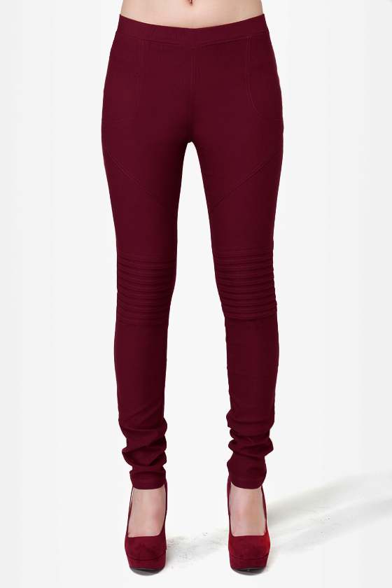 Down for Whatever Burgundy Skinny Pants