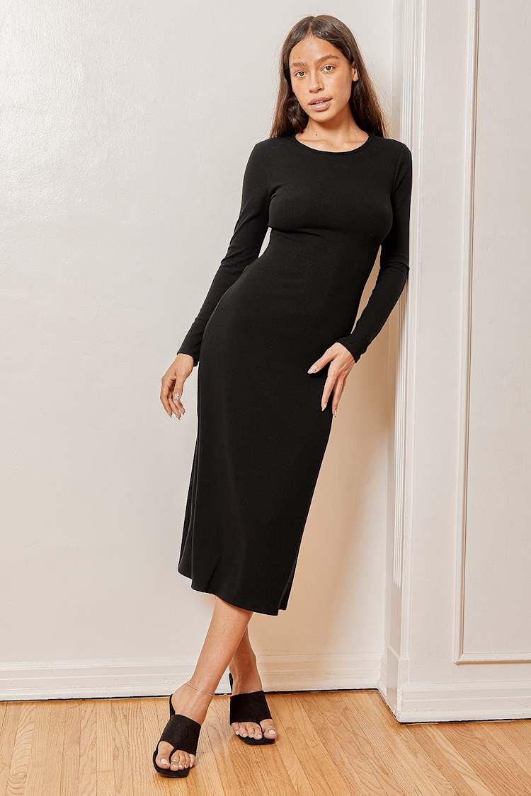 knee length dresses for ladies Rae Modest Midi in Black XLarge main image 0