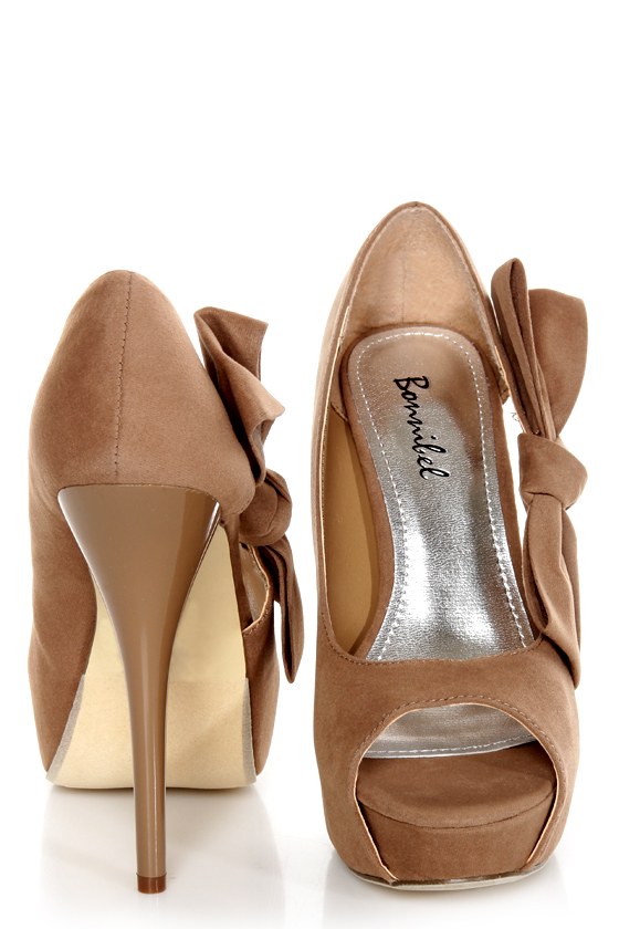 taupe platform pumps