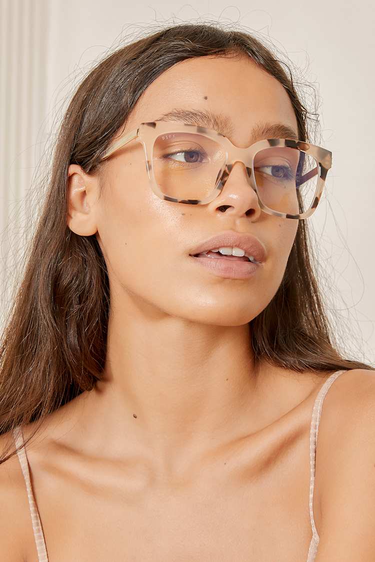 DIFF Eyewear Bella - Cream Tortoise Glasses - Blue Light  display picture 1