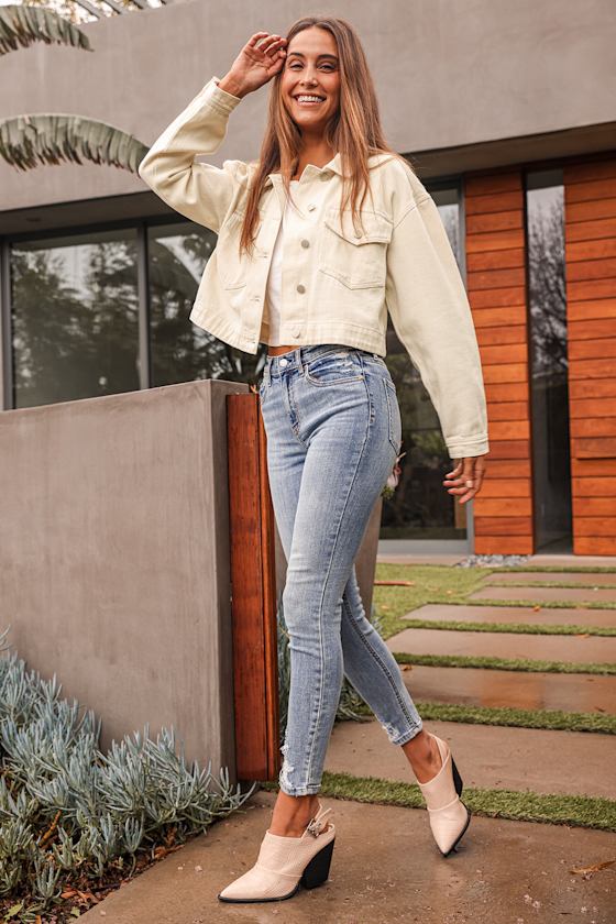 cropped twill jacket