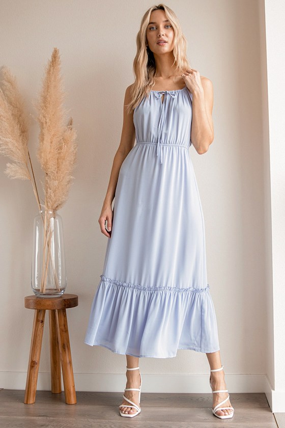Perfect Memory Periwinkle Blue Ruffled Midi Dress 7