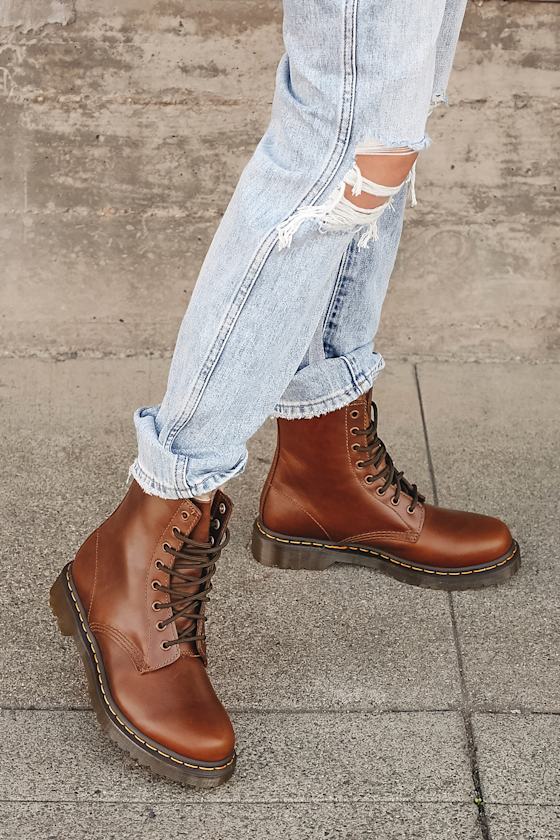 1460 Serena Butterscotch Orleans Leather Lace-Up Platform Boots 5