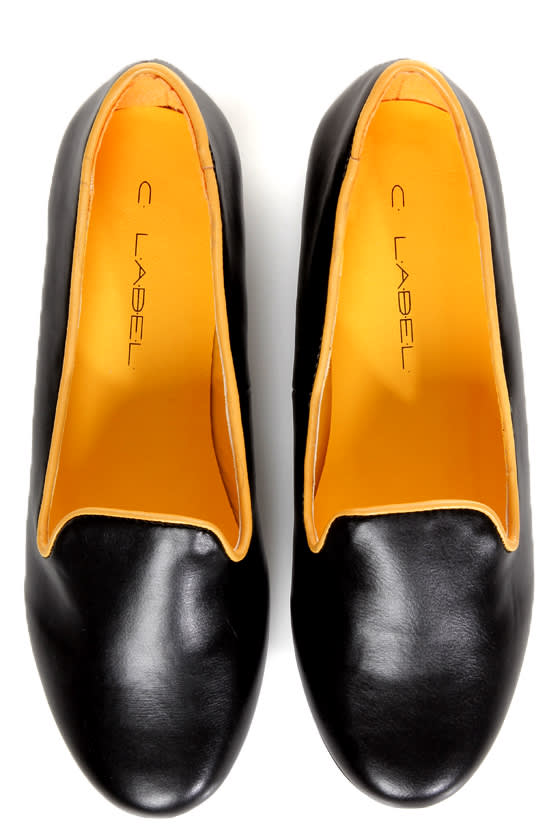 C Label Judy 2 Black and Yellow Smoking Slipper Flats