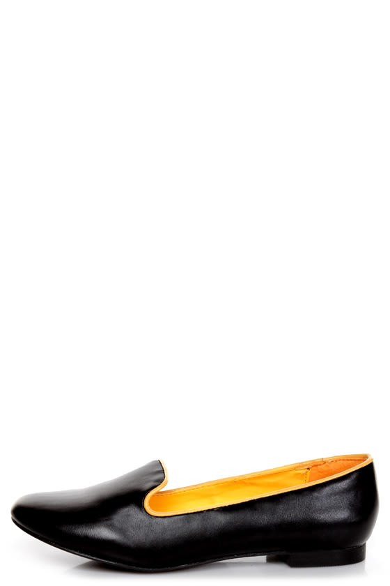 C Label Judy 2 Black and Yellow Smoking Slipper Flats