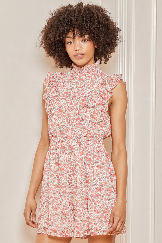 ruffle mock neck dress