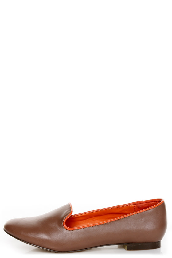 C Label Judy 2 Taupe and Orange Smoking Slipper Flats