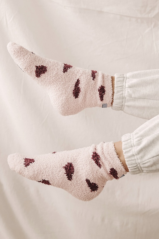 Love is Splendid Pink Multi Heart Print Plush Socks 1