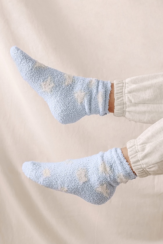 See the Stars Blue and White Star Print Plush Socks 1