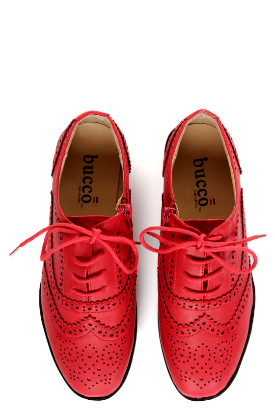 Oxia Burgundy Red Brogue Oxford Platform Creepers