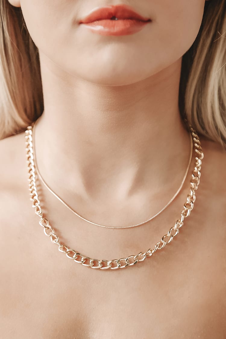 Lulus Gold Necklace - Layered Necklace - Gold Layered Necklace