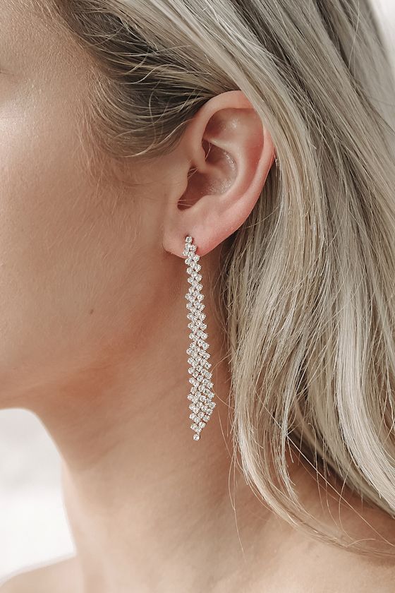 Gold rhinestone drop earrings Clearance