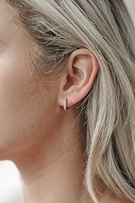 Little Details Gold Rhinestone Mini Hoop Earrings 2