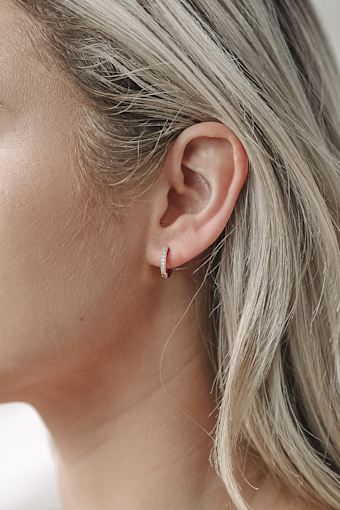 Little Details Gold Rhinestone Mini Hoop Earrings 2